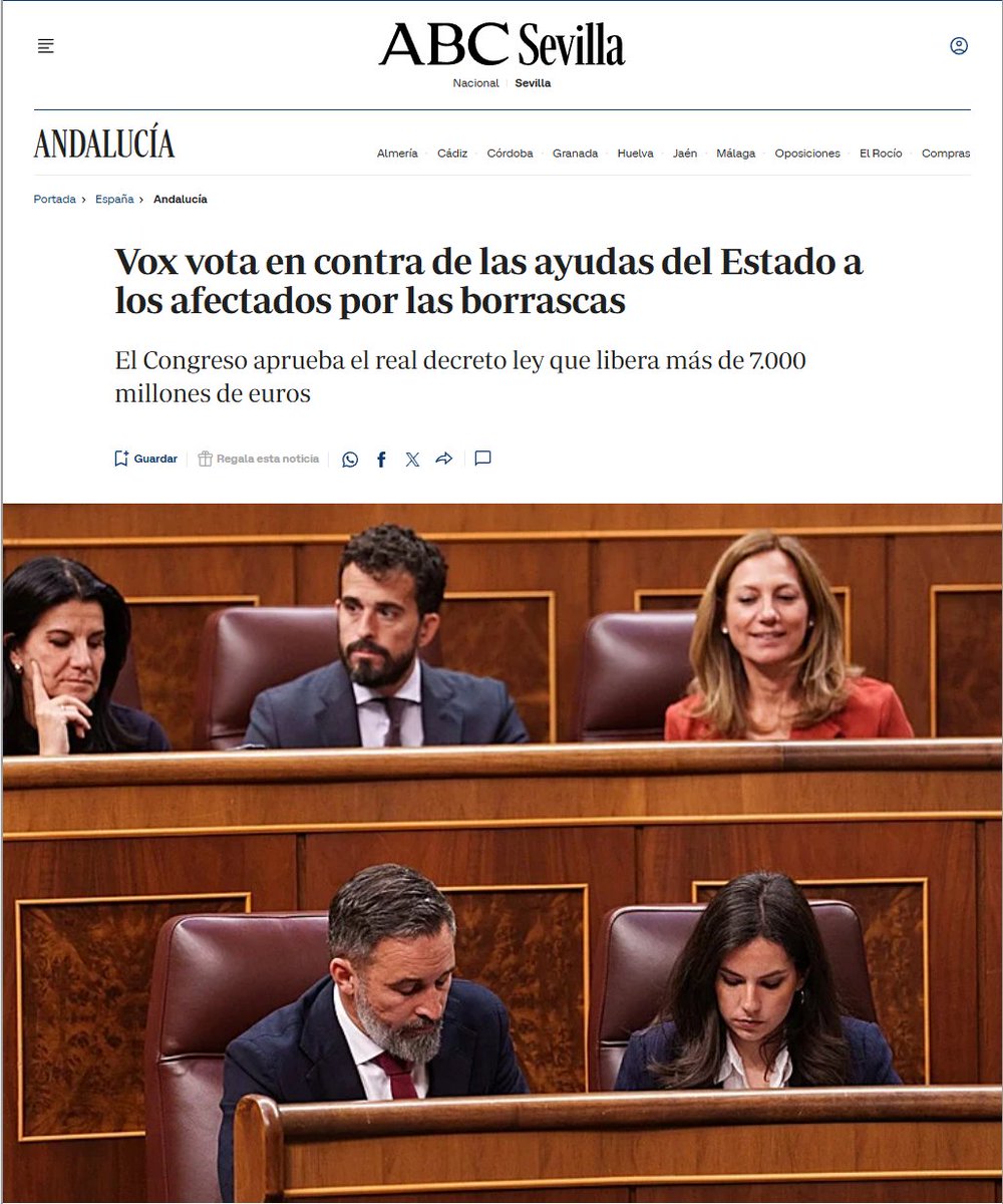 Acuérdate quienes están del lado de los trabajadores y familias cuando vayas a votar: 

✅El Gobierno incluye la bajada al 10% del IVA de los carburantes en su plan de medidas por la guerra de Irán

🤮Vox vota en contra de las ayudas del Estado a los afectados por las borrascas
