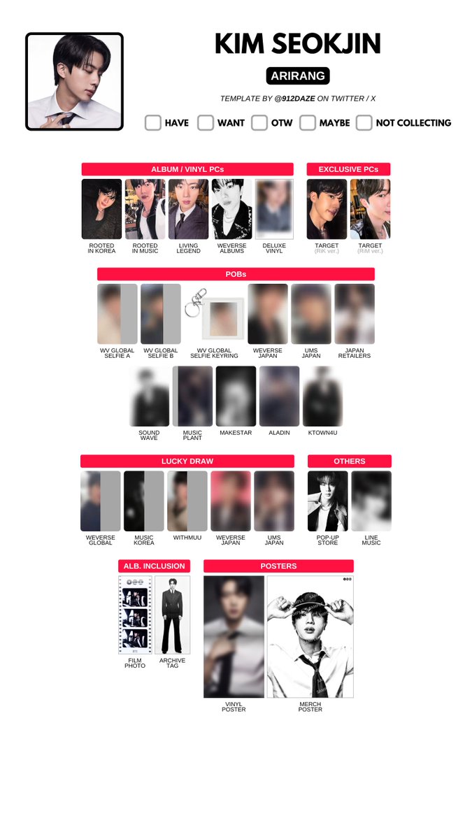 BTS THE 5TH ALBUM PC PHOTOCARD WISHLIST WL TEMPLATES ✨ ⭐️ BTS