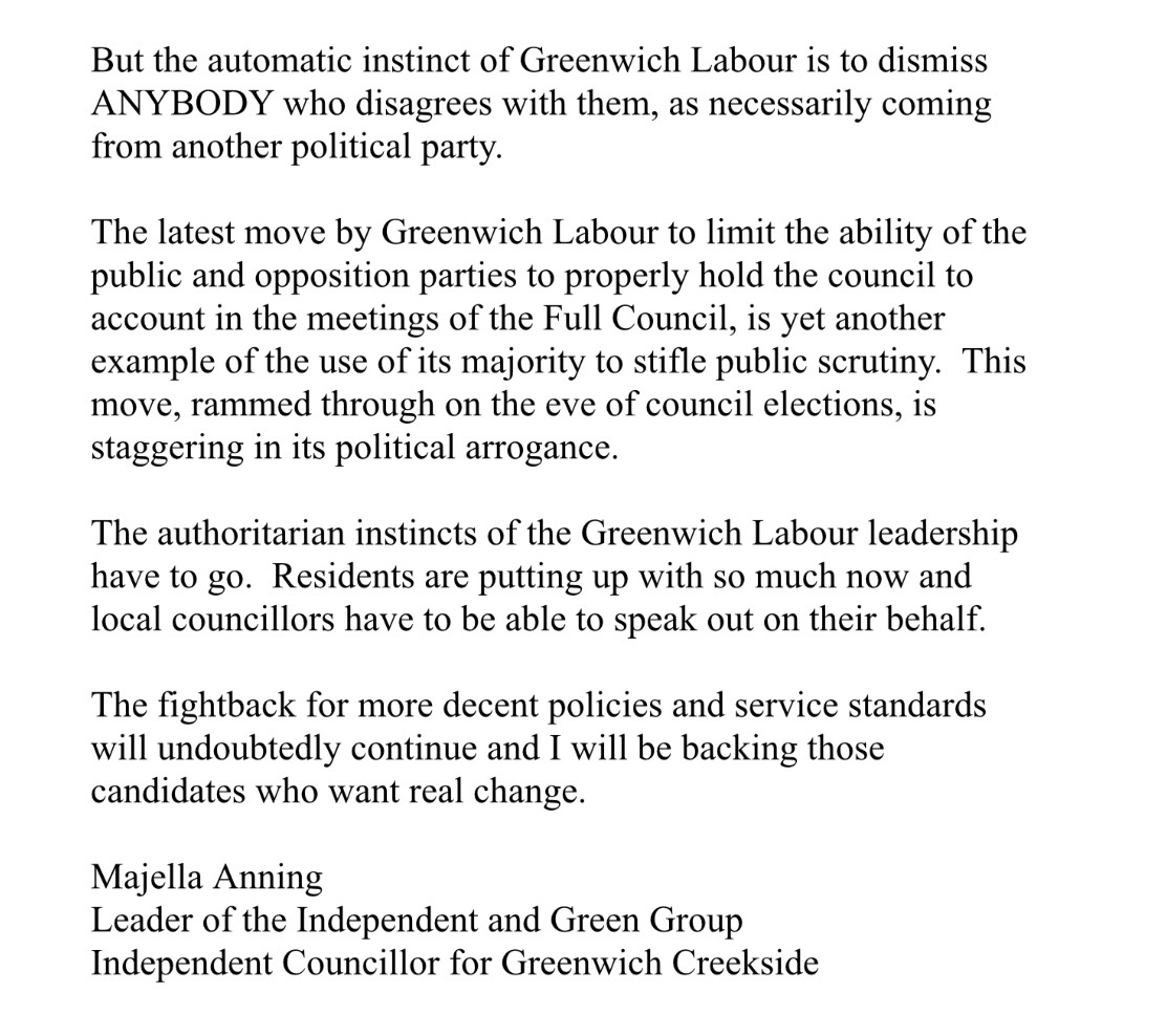 Greenwich Green Party tweet media