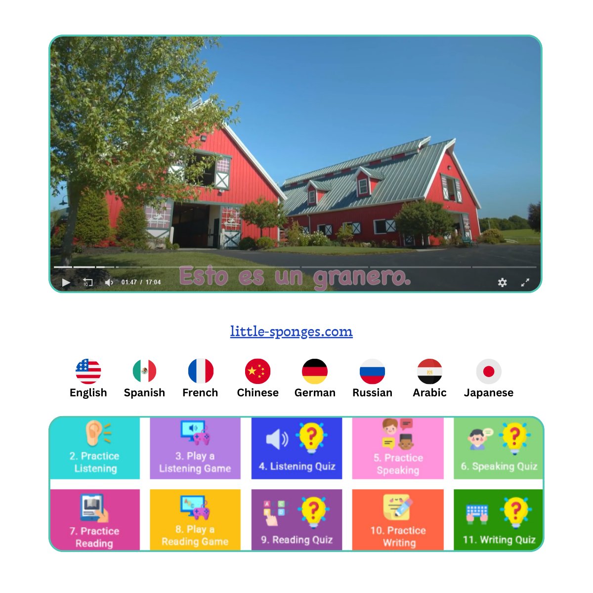 Little_Sponges's tweet photo. 🚜Farm Adventure with Little Sponges! Meet animals, learn colors &amp; build vocabulary through fun, interactive language learning.🐄
https://t.co/wKfIlTnnFB
#LittleSponges #FarmAdventure #KidsLearning #InteractiveLessons #Bilingual #DualLanguage #Multilingual #WorldLanguages #EdTech https://t.co/5HwgWqzpUP