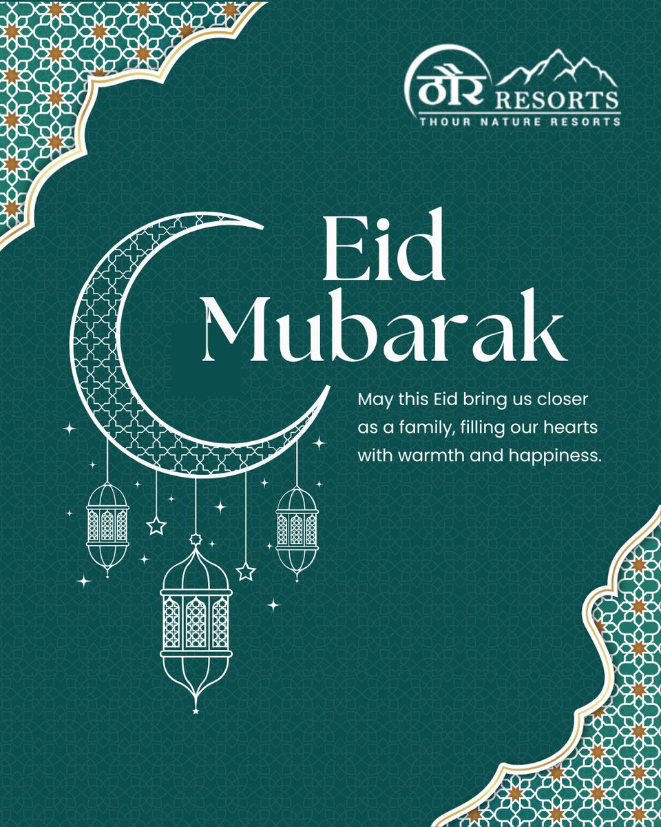 thourresorts's tweet photo. Eid Mubarak 🌙✨

Wishing you peace, happiness &amp; blessings this Eid.
Celebrate the joy of togetherness in the calm of nature 🌿
#EidMubarak #EidVibes #NatureStay #Staycation #Rajasthan https://t.co/QxwnJuxZHu