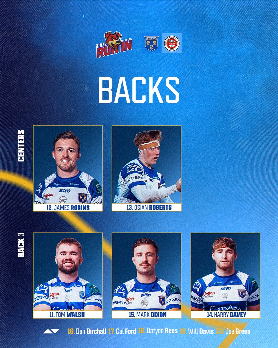 SaleFC's tweet image. Team to face @MoseleyRugbyFC

The Run In comes to the Morson Stadium @Natleague_rugby 

🚗 Ford returns from injury 
9️⃣ Bradley makes his first start since returning from injury 
🤌 Davey slides to 14 

🎟️ online , 👶 U16s get in 🆓 

#TheRunIn
