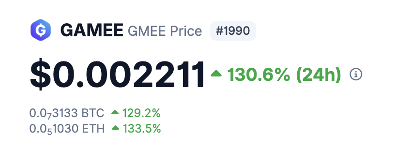 eeelistar's tweet photo. Posted about AlphaTON's buy-in stake of the Telegram native company GAMEE yesterday

Token is up 130%+ overnight!

This is what a Nasdaq company acquisition looks like when the agreement includes buying tokens on the open market

Perks of small cap alts, the beauty of crypto https://t.co/j0KRQzz2tx