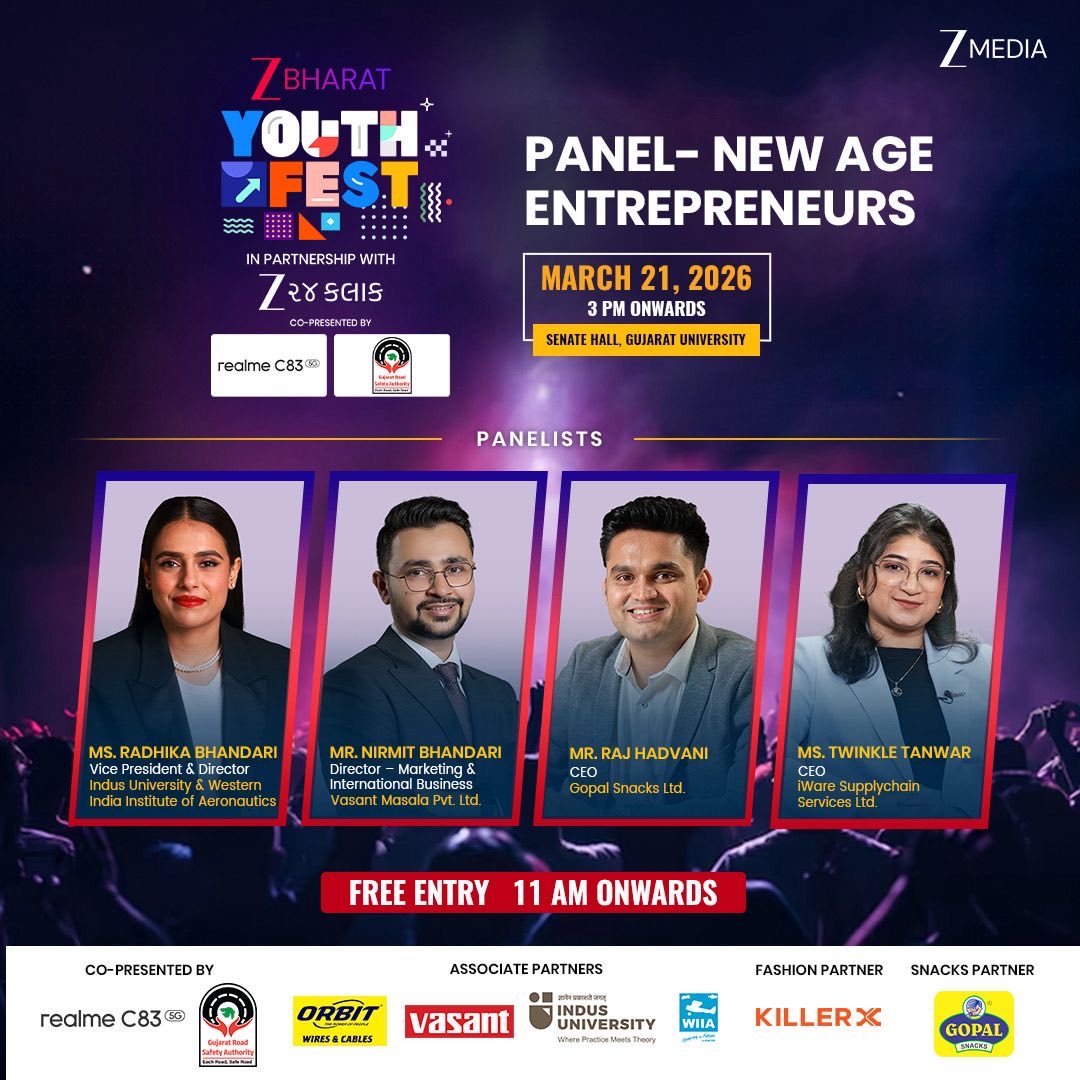 InterIndiaGroup's tweet photo. We are pleased to announce that Ms.Twinkle Tanwar, CEO, iWare Supplychain Services Limited,
will participate as a panelist at Z Bharat Youth Fest 2026.

21 March 2026 | 3:00 PM | Senate Hall, Gujarat University

#iWare #TwinkleTanwar #ZBharatYouthFest #Entrepreneurship https://t.co/Ly0PJlJCxw