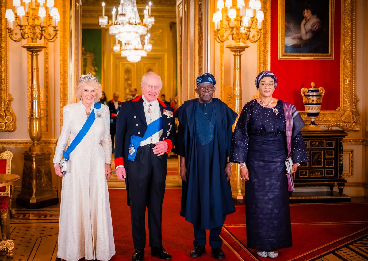 Ojukwu_Bianca's tweet photo. #Historicstatevisit
The Royal Banquet. 
Their Majesties,  King CharlesIII and Queen Camilla, were such wonderful hosts. The Royal Family turned out in full force to give the President of the Federal Republic of Nigeria, President Bola Ahmed Tinubu, the First Lady, Sen. Oluremi Tinubu and the Nigerian delegation an unforgettable welcome.
Truly a Night To Remember!