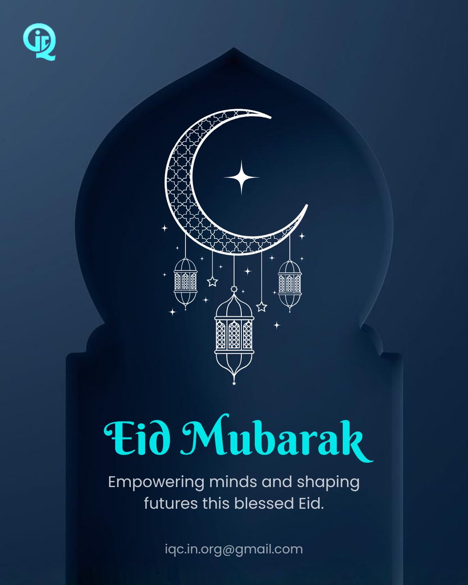 org_iqc's tweet photo. May this Eid bring clarity, innovation, and success in every step forward.
🌙 Eid Mubarak!
Start your journey towards a better future today.

#EidMubarak #IQCindia #QualityEducation #SkillBuilding #LearningJourney #FutureReady #KnowledgePower #ProfessionalGrowth https://t.co/2h05dxfo8y