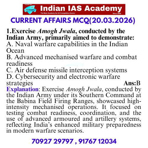 IIA_Academy's tweet photo. Indian IAS Academy current affairs MCQ (20.03.2026)#UPSC#IAS #TNPSCgroup1 #TNPSCGroup2#mrbpharmacist #upsc2026 #tnpscgroup4 #banking#gpat2026 #niperexam #druginspector #rrb #PharmacyExamPrep#NIPERpreparation #rrbpharmacist2026 #pharmacistexamstrategy #indianiasacademy #upsc2026 https://t.co/8d7LgEzhKE