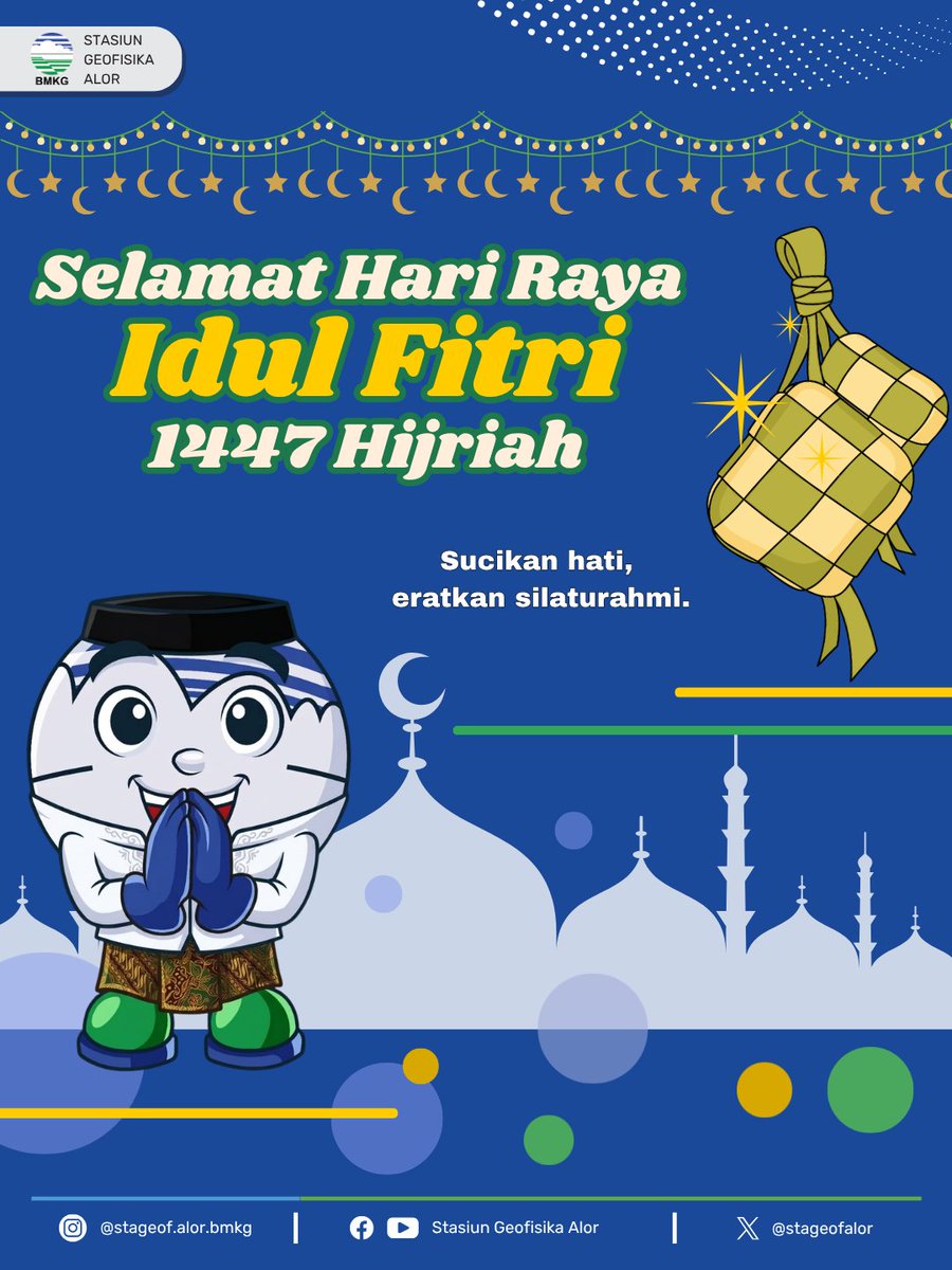 stageofalor's tweet image. Selamat Hari Raya Idul Fitri

Hari ini, kita kembali.
Bukan sebagai yang sempurna,
tapi sebagai hati yang ingin pulang dalam kebaikan.

Jika ada salah yang pernah terucap dan terasa,
izinkan hari ini menjadi awal untuk saling memaafkan.

#infobmkg #alor #lebaran #1447hijriah