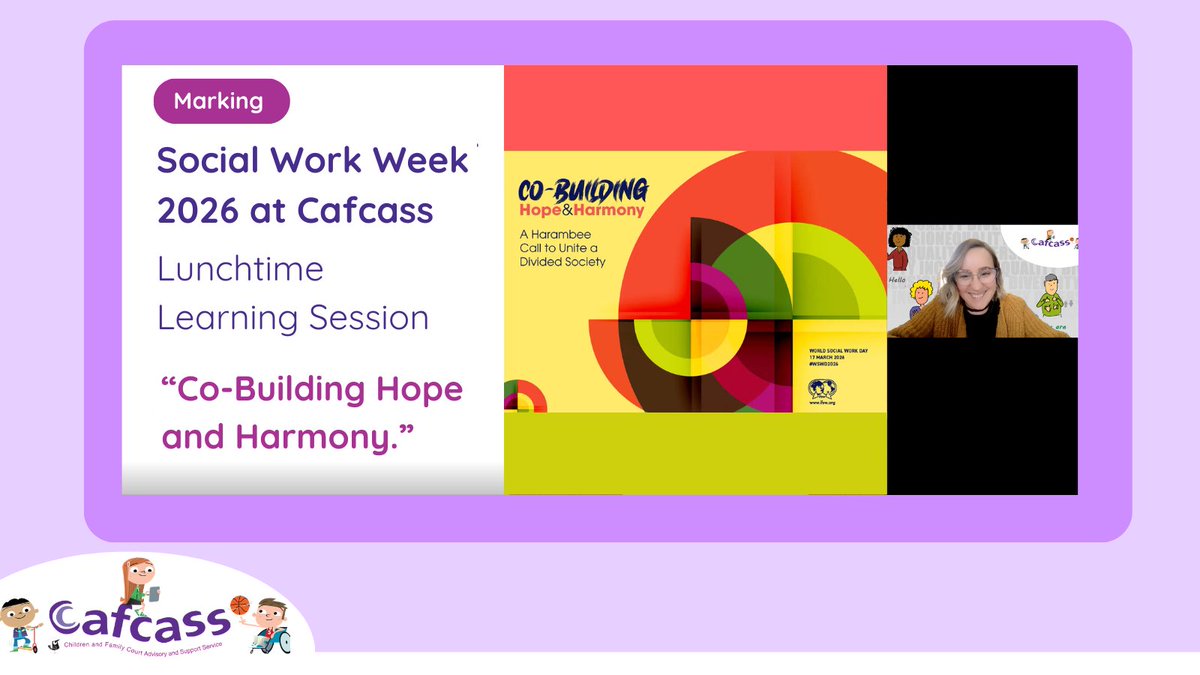 MyCafcass's tweet photo. It’s been a fantastic week at Cafcass taking part in @SocWorkEng’s #SocialWorkWeek. The daily learning sessions have strengthened our practice &amp; enhanced our ability to drive meaningful change for #children. Grateful to all our #SocialWorkers and everyone who supports them. https://t.co/NHjYqJjX6b