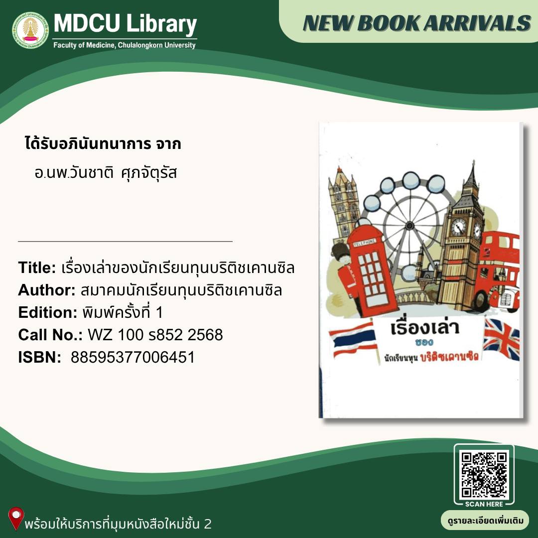 ✈️ ชีวิตนักเรียนทุนเป็นยังไง?

เรื่องเล่าของนักเรียนทุนบริติชเคานซิล
รวมประสบการณ์จริง ทั้งเรียน เที่ยว และการปรับตัว
📍 ชั้น 2 มุมหนังสือใหม่
🔎 library.car.chula.ac.th/record=b2404482

#MDCULibrary #StudyAbroad