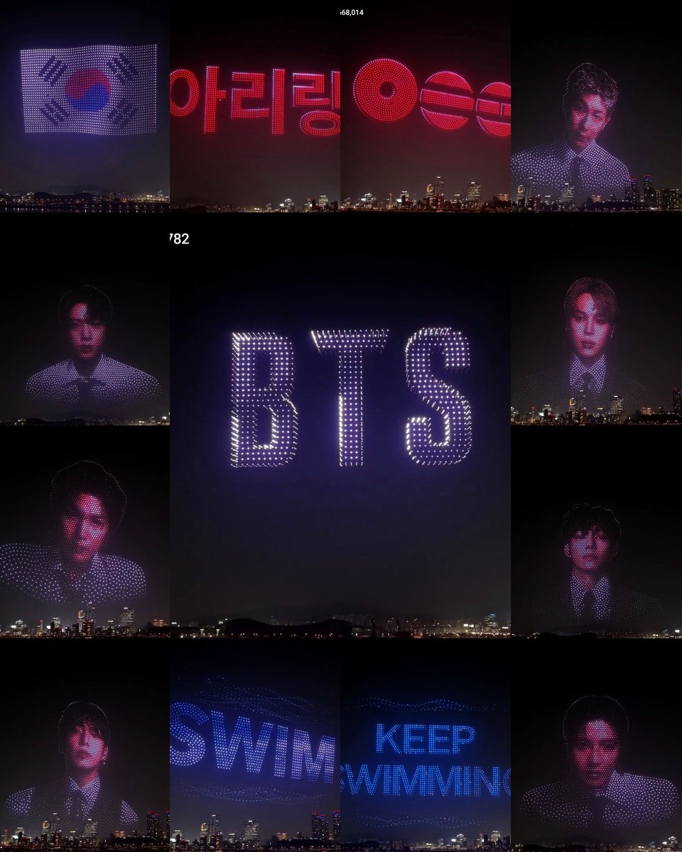 stayalivejksg's tweet photo. LO MARAVILLOSO QUE FUE EL ESPECTACULO DE DRONES  POR EL LANZAMIENTO DE "ARIRANG" Y "SWIM" EN COREA DEL SUR, ESTOY MARAVILLADA 😭💜 https://t.co/aBt6r1DdCS