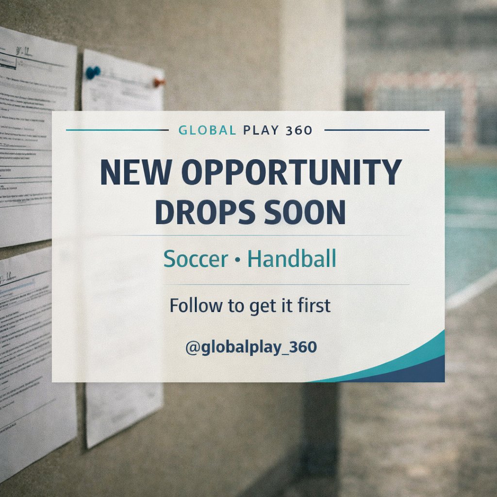 GlobalPlay_360's tweet photo. New opportunity drops soon.
Soccer &amp; handball — stay ready.

Follow @globalplay_360 to get it first.

#GlobalPlay360 #SportsStartup #SportsOpportunities #SportsTech #SportsCommunity #BuildInPublic https://t.co/2bcekeH1pi