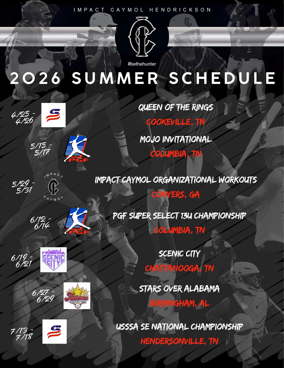 IC2030_2031's tweet photo. 🥎📆  SCHEDULE DROP  📆🥎

Come check us out as we play some of the biggest tournament’s in the country against some of the toughest competition. 
#BeTheHunter
#ironsharpensiron 
#softball 

@impactcaymol @PGFnetwork @ConnectSports_ @USSSA https://t.co/Hmlxi5BkAa