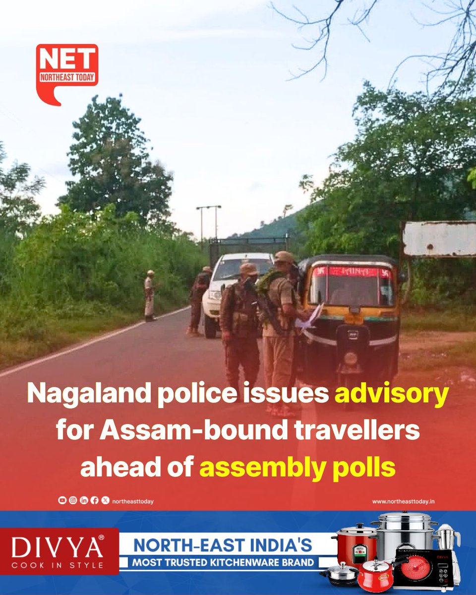 NortheastToday's tweet image. #Nagaland | Police on Thursday issued an advisory urging citizens travelling to Assam to exercise caution due to the enforcement of the Model Code of Conduct (MCC) for the upcoming assembly elections.

Read more..
northeasttoday.in/northeast/naga…

#NagalandPolice #advisory