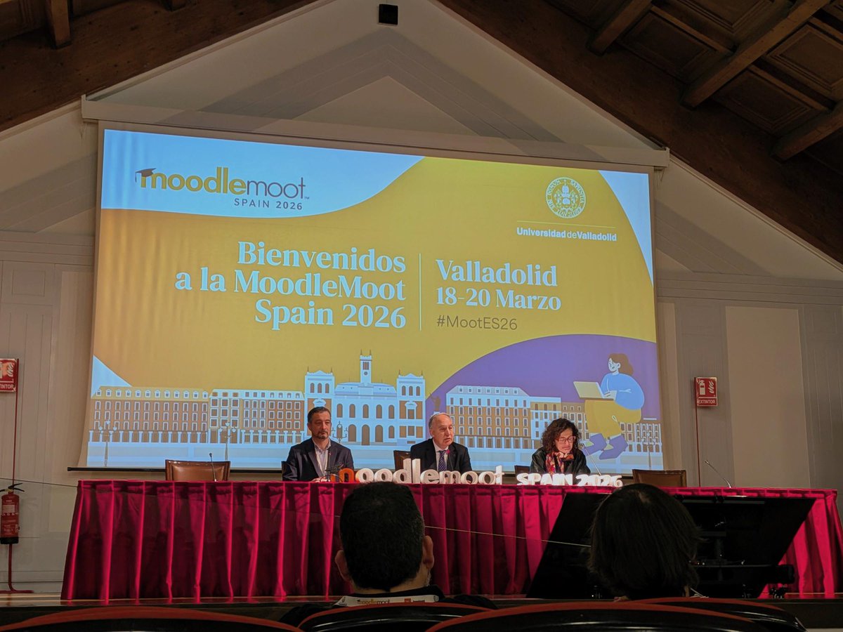 URJConline's tweet image. 📍Estamos en la @UVa_es participando en la #MootES26, el encuentro anual de la comunidad #Moodle en España, con la asistencia de nuestra coordinadora de entornos #eLearning, Sara Clemente, para conocer de primera mano las novedades de @moodle base de Aula Virtual @urjc y #URJCx.
