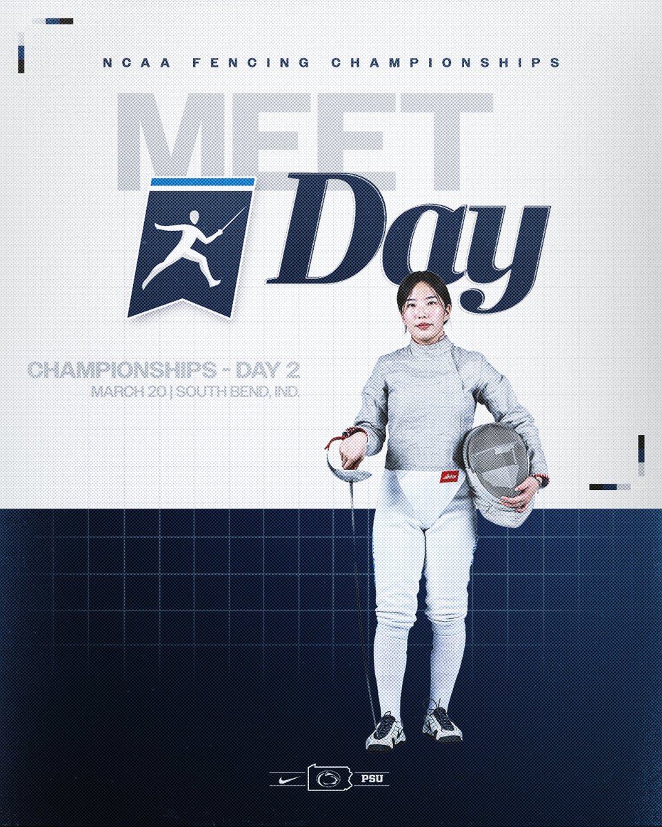 PennStateFEN's tweet photo. We're back for day✌️

⏰ 9:00 am
🆚 National Fencing Championships
📍 South Bend, In.
📊 https://t.co/XjuevT7ef8
📺 https://t.co/PCm3hEnY3m

#PSUFencing #NCAA #NationalFencingChampionships https://t.co/KPaNAfv3dT