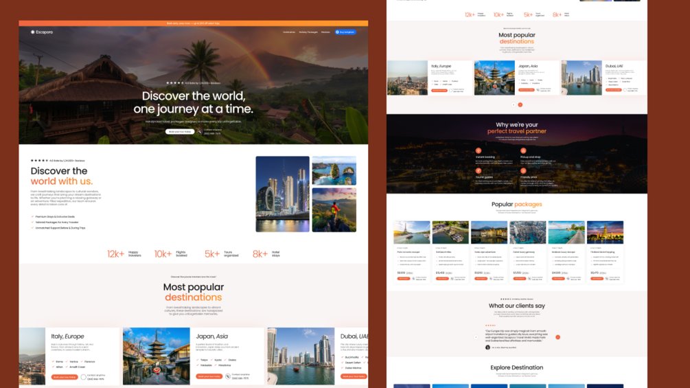 unityinfoway's tweet photo. Travel agencies, tour operators, holiday planners — this one's for you.

Escapora makes it easy to showcase destinations, packages, and bookings beautifully.

Fully responsive. Easy to customize.

Preview - https://t.co/FHvYxfqMQx  

#Webflow #Travel #WebDesign #TourOperator https://t.co/U6JFQ1sLdv