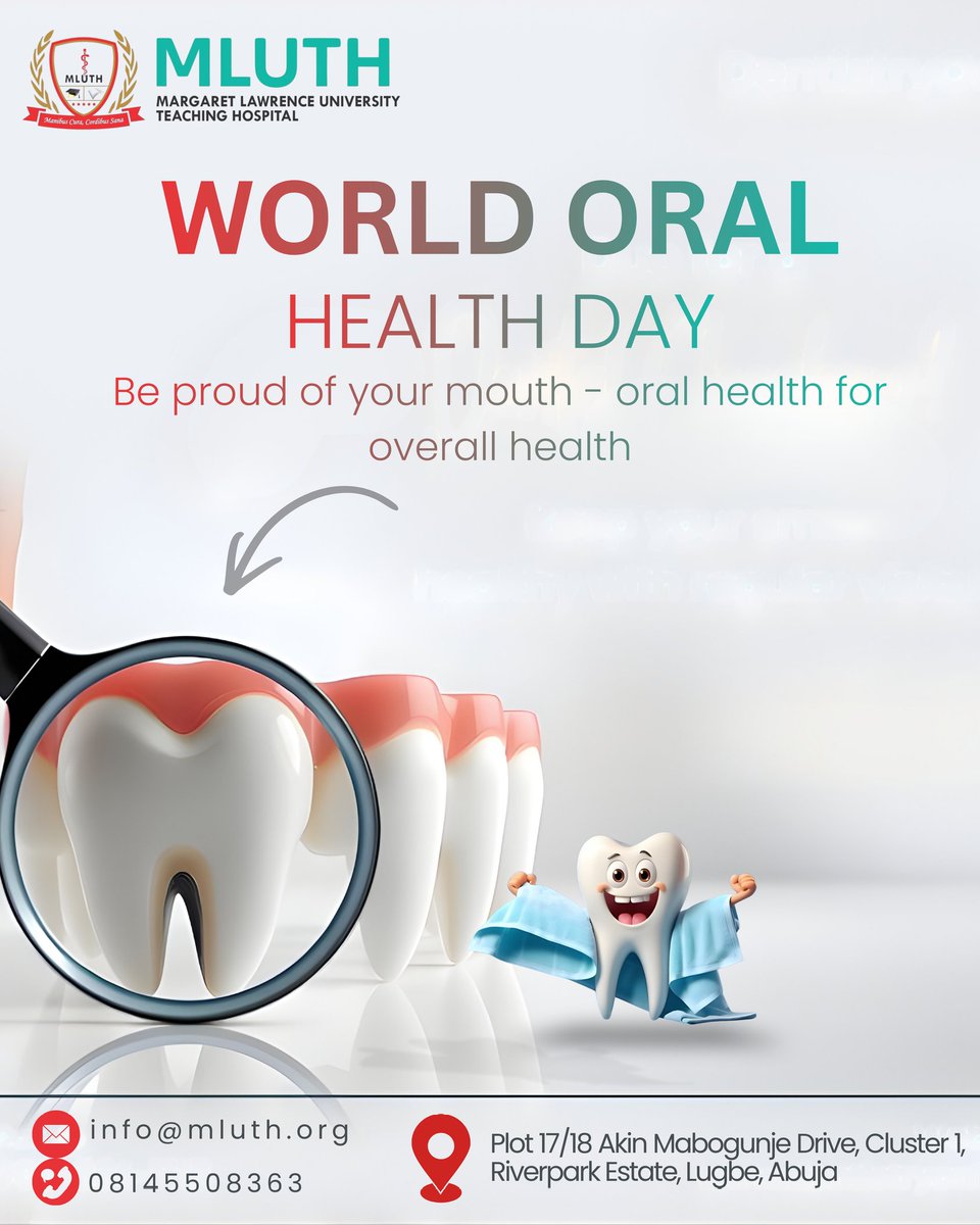 Margaret Lawrence University Teaching Hospital Abuja, joins the world to observe this year's World Oral Health Day....#oralhygiene #dentalcare #medicalexcellence #mluthcares #worldoralhealthday