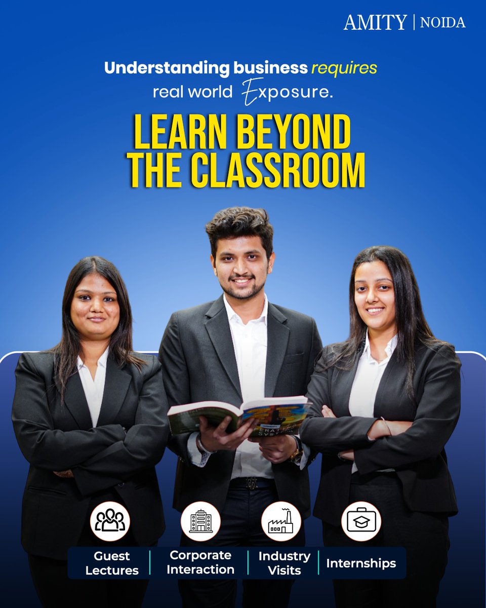 noidaagbs's tweet image. Management education comes alive with real-world exposure. At Amity Global Business School, corporate sessions, guest lectures &amp;amp; internships help students connect theory with practice.

#AGBS #IndustryExposure #BusinessLearning #FutureLeaders