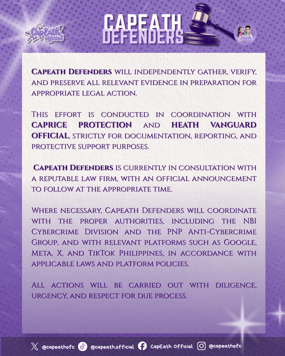 CapeathDfrs's tweet photo. Today marks the official launch of CAPEATH Defenders.

We rise as one, defenders of Caprice Cayetano and Heath Jornales, built on loyalty, grounded in respect, and driven by unwavering support.

#CapriceCayetano l #HeathJornales 
#CapEath #CapEathDefenders https://t.co/f25JsdQkzo