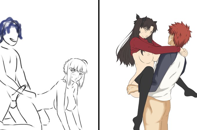 今週セイバーのNTR絵枚数描こうと思ってたのに、凛ちゃんに1日使ってしまった…グハ 凛ももっと描かなければ… 士郎の自室で、凛と士郎がイチャコラして、その隣の部屋で、慎二とセイバーがイチャコラする構図です