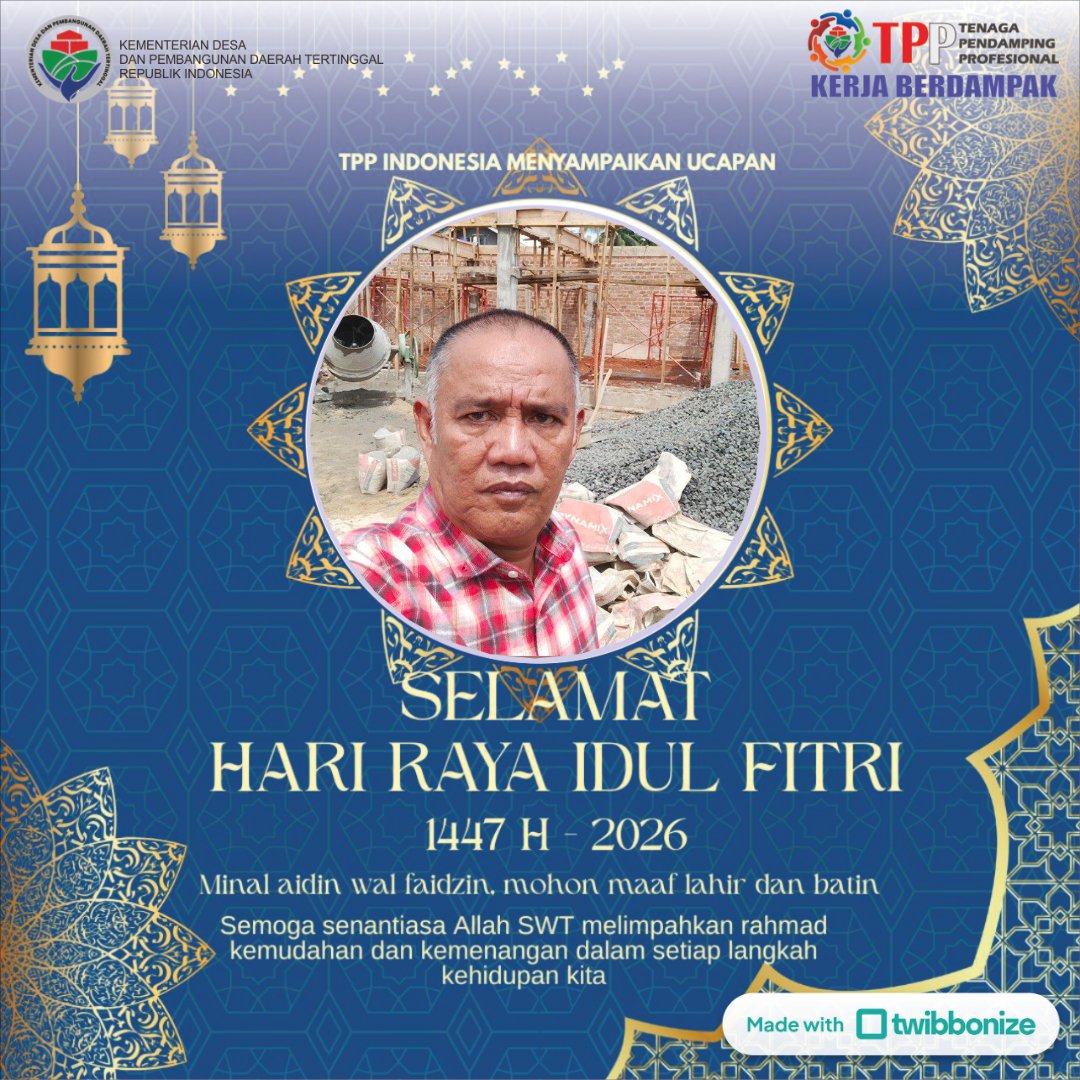 BPSDM, Kemendesa PDT Mengucapkan Selamat Hari Raya Idul Fitri, Mohon Maaf Lahir dan Batin. 
<a href="/YandriSusanto/">Yandri Susanto</a> 
@KemensesnegRI 
@BpsdmKemendesa
#KementerianDesaPDT
#BPSDMKementerianDesaPDT
#BerkahSuciRamadhan
#IntegritasTPPKemendesaPDT
#TPPKerjaBerdampak
#TenagaPendampingProfesional