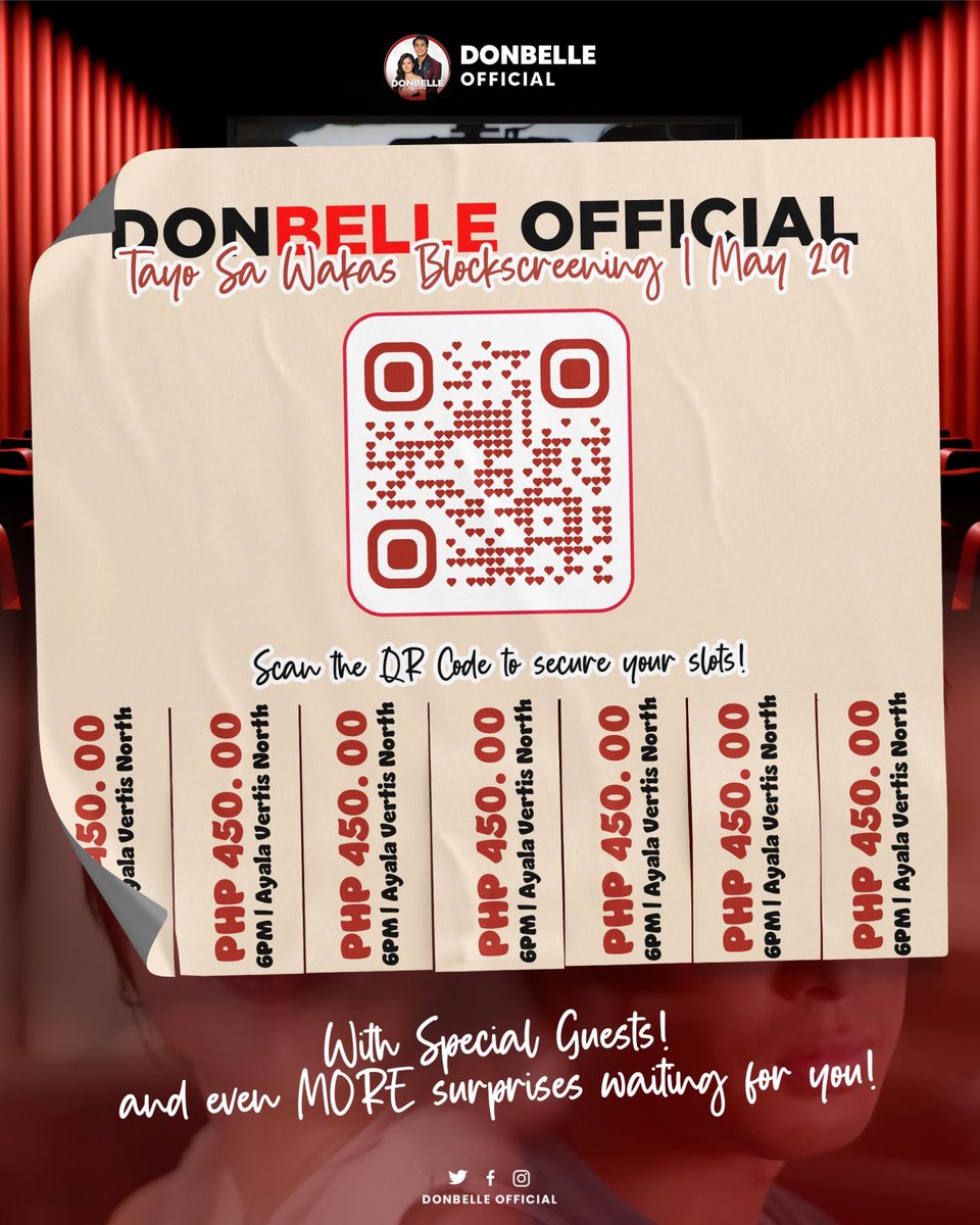 DonBelleOFC's tweet photo. Bubblies, your feelings are valid but how you respond to it is not. It may have been chaotic these past few days but allow us to remind you that this is the time for us to focus all our energy where it truly matters — Donny & Belle’s comeback movie project and moving as one in making it a blockbuster success!! ✨🎬

Let’s all work together to promote the movie as much as we can. Share the announcement teaser, invite your friends & families, and encourage everyone to watch with us in our blockscreenings, if ever you can, support all blockscreenings possible. Every ticket counts, and every seat filled is a huge step in showing our love and full support.

Let’s aim for FULL HOUSE cinemas and SOLD OUT tickets— we know for sure #TayoSaWakas is deserving to become a milestone project of DonBelle that is successfully worthy to be recognized. 🎥✨ 

Walang makakatalo sa pakiramdam na punong-puno natin ang sinehan at sabay-sabay tayong nanonood, umiiyak at kinikilig. That kind of energy? Let’s all aim it! 

So spread the word, bring your people, and let’s make this comeback as special and successful as it can get for #DonBelle and the whole empire.🖤❤️

For blockscreening tickets, you may click the link here:

May 27: https://t.co/TIrcjmdhME

May 29: https://t.co/ecEoO0MACt

May 30: https://t.co/ATLRZGp3VF

May 31: https://t.co/RzcofP0hTQ