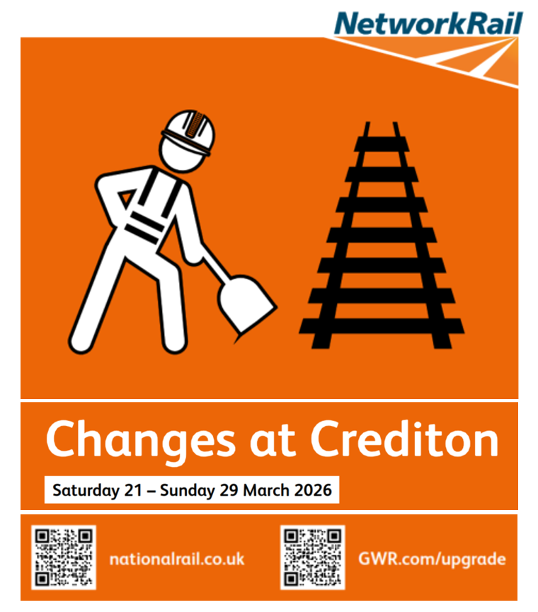 networkrailwest's tweet photo. ⚠️ Track renewals &amp; other maintenance start in Devon tonight.

🚍 Buses replace trains Exeter ↔️ Barnstaple 'til Sun 29 March.

👍 It’s vital work to ensure the continued safe running of the railway.

ℹ️ Check https://t.co/usRMNHeGBW or https://t.co/eybkK1GEXN https://t.co/2OobRUk9LP