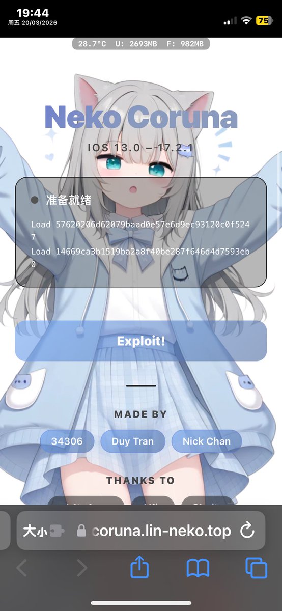 Lin_neko_'s tweet photo. I translated the Coruna exploit tool into Chinese, and deployed it on vercel 
Link: https://t.co/5IAhOEDdOz
我���化了Coruna漏洞利用工具并把它部署到vercel上了喵
(´･ω･`) https://t.co/PRExlNg2ps