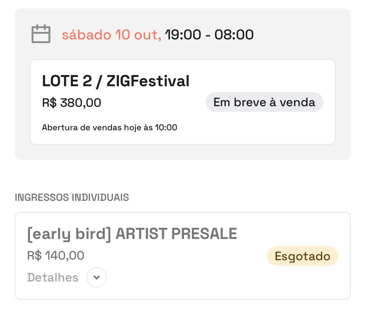 Comprariam? A venda geral do ZIG Festival com ingressos por R$380,00…