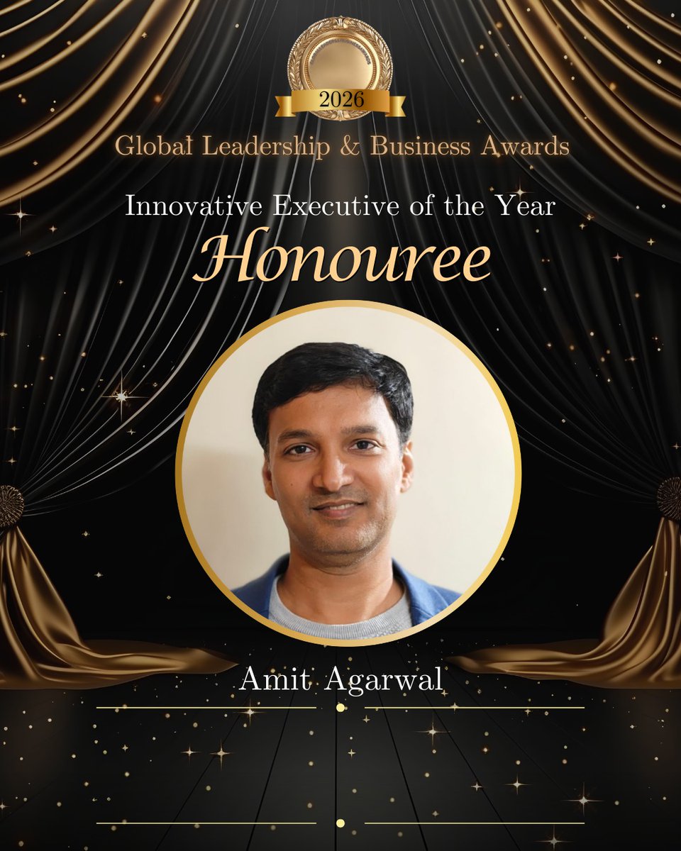 glbawards's tweet photo. GLBA AWARD WINNER ANNOUNCEMENT

We proudly unveil Amit Agarwal (UAE), as the recipient of the Innovative Executive of the Year 2026 Award. Join us in celebrating his achievements. 

#GlobalLeadersAndBusinessAwards #GLBA1 #GLBA2026 #AwardWinner
#GLBPodcast #LearningLeader https://t.co/qX0YuDOhSW