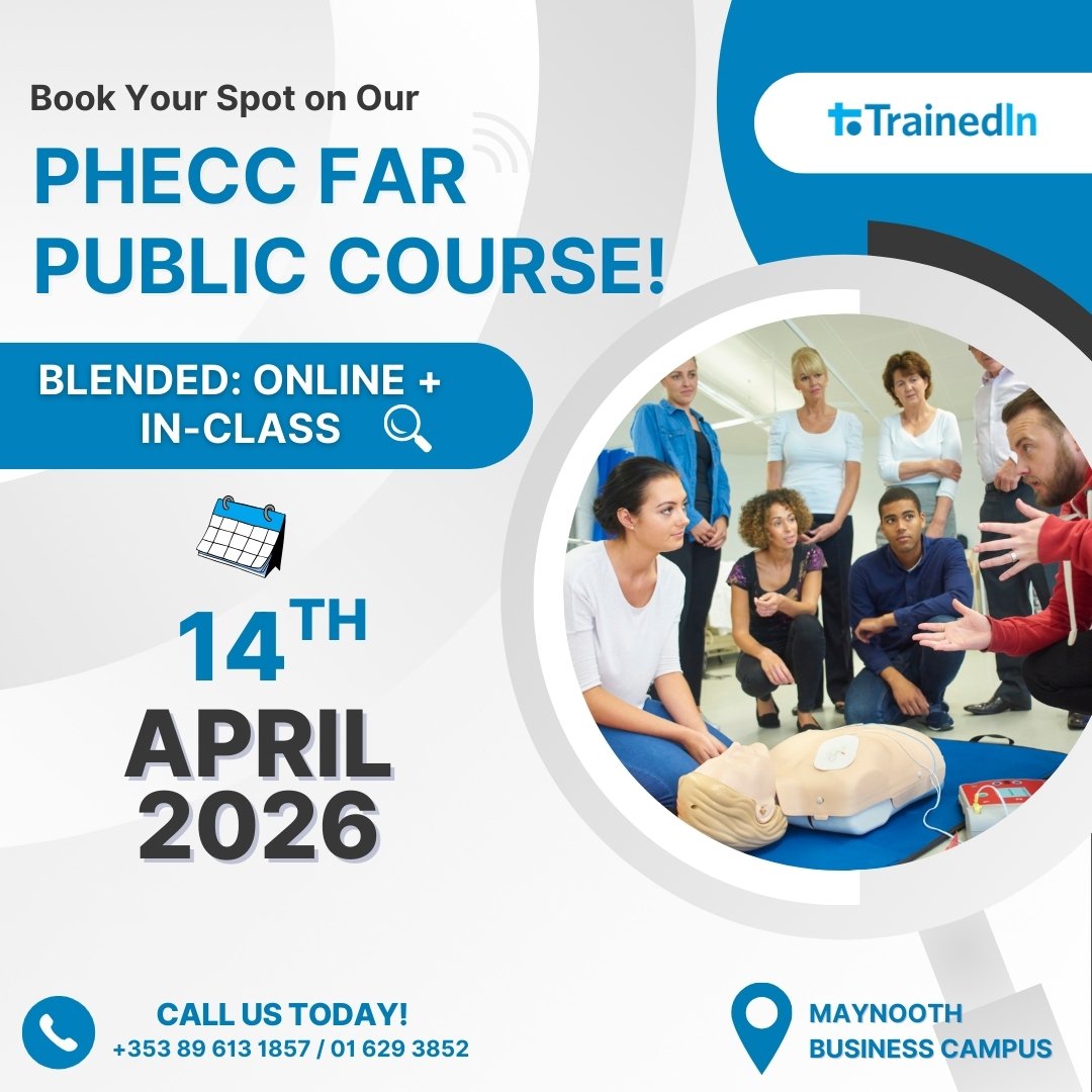 TrainedInGlobal's tweet image. 🚨 Upcoming Public Course - 14th April 2026 🚨

Join our Blended PHECC First Aid Response (FAR) course and gain the practical skills and confidence to respond effectively in emergency situations.

#FirstAidResponse #PHECC #PublicCourse #WorkplaceSafety #TrainedIn