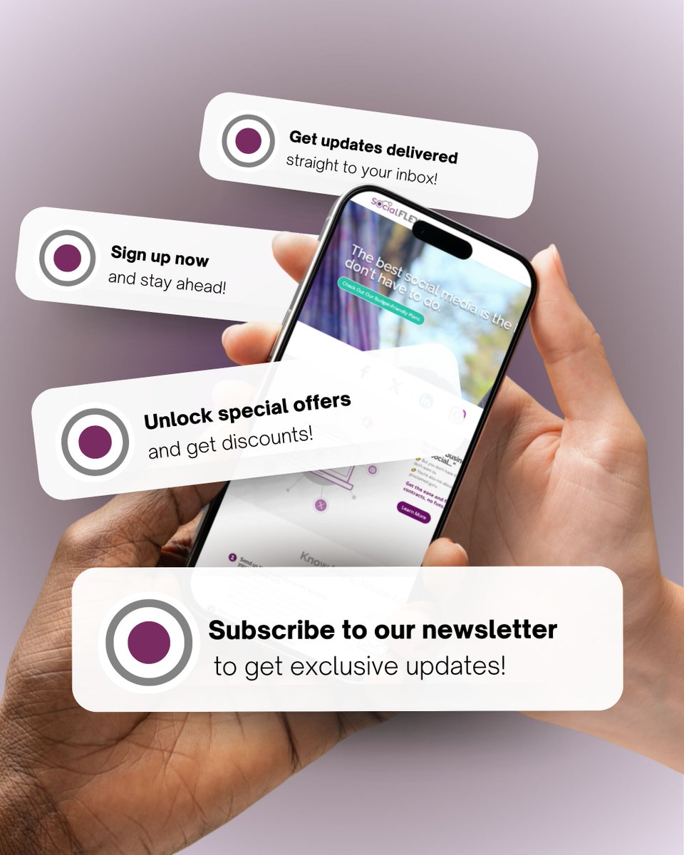 getsocialflex's tweet photo. 𝗧𝗵𝗶𝗻𝗸 𝗼𝗳 𝘁𝗵𝗶𝘀 𝗮𝘀 𝘆𝗼𝘂𝗿 𝗩𝗜𝗣 𝗽𝗮𝘀𝘀. 

When you subscribe to our newsletter, you’ll get priority updates, exclusive insights, and first dibs on everything we release. 

Get it here: https://t.co/PgrwtDMsmx 

#SocialMediaManagement #ContentCreation #SocialFlex https://t.co/YeKrZPeG3w