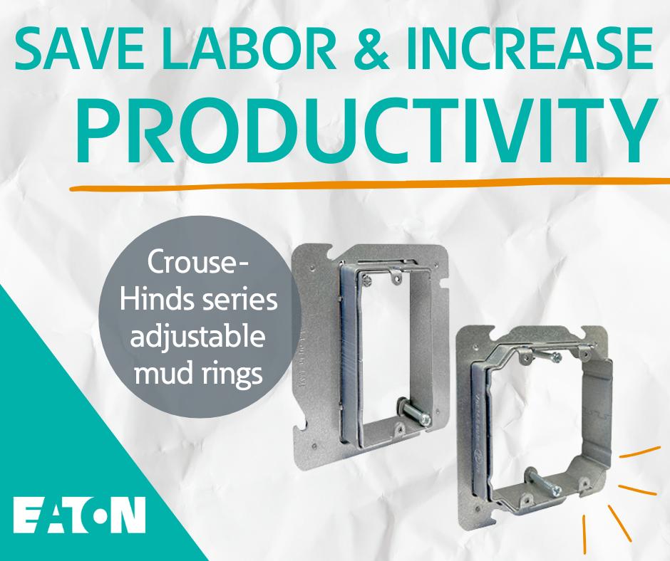 RiffleAssoc's tweet photo. No more wall finish guesswork! Eaton's Crouse-Hinds series Adjustable Mud Rings eliminate the need to coordinate with wall finishes—reducing labor and simplifying inventory across varying wall thicknesses: https://t.co/hki9rAONTK https://t.co/kpprNqaIDC