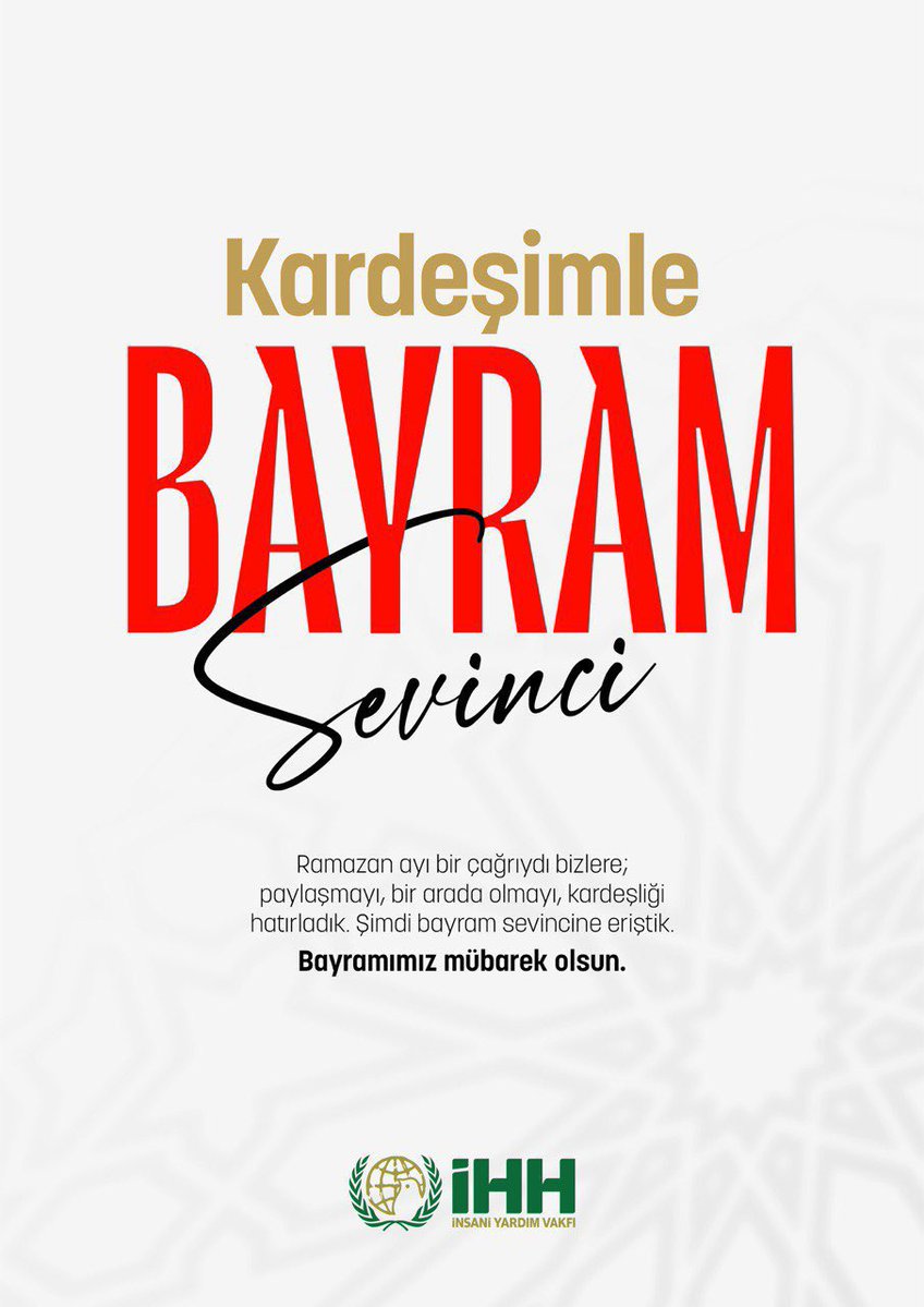 Ramazan ayı bir çağrıydı bizlere; paylaşmayı bir arada olmayı, kardeşliği hatırladık. Şimdi bayram sevincine eriştik.

Bayramımız mübarek olsun.
