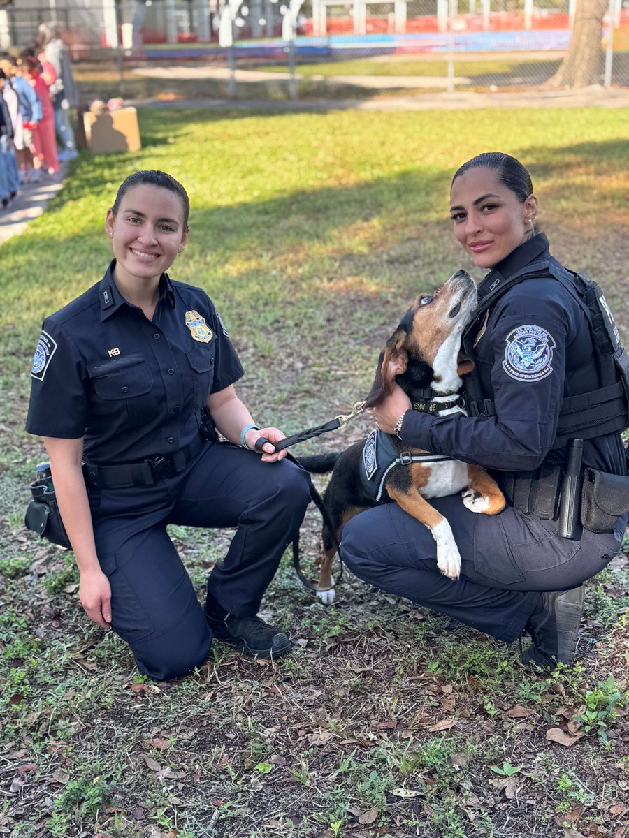 CBPPortDirMIA's tweet photo. CBP officers from Miami International Airport visited Marjorie Stoneman Douglas Elementary for Career Day, showcasing the specialized equipment and skills used to protect our nation’s borders. Thank you to the students and staff for your warm welcome and engagement! https://t.co/eo9VR5ZLhe