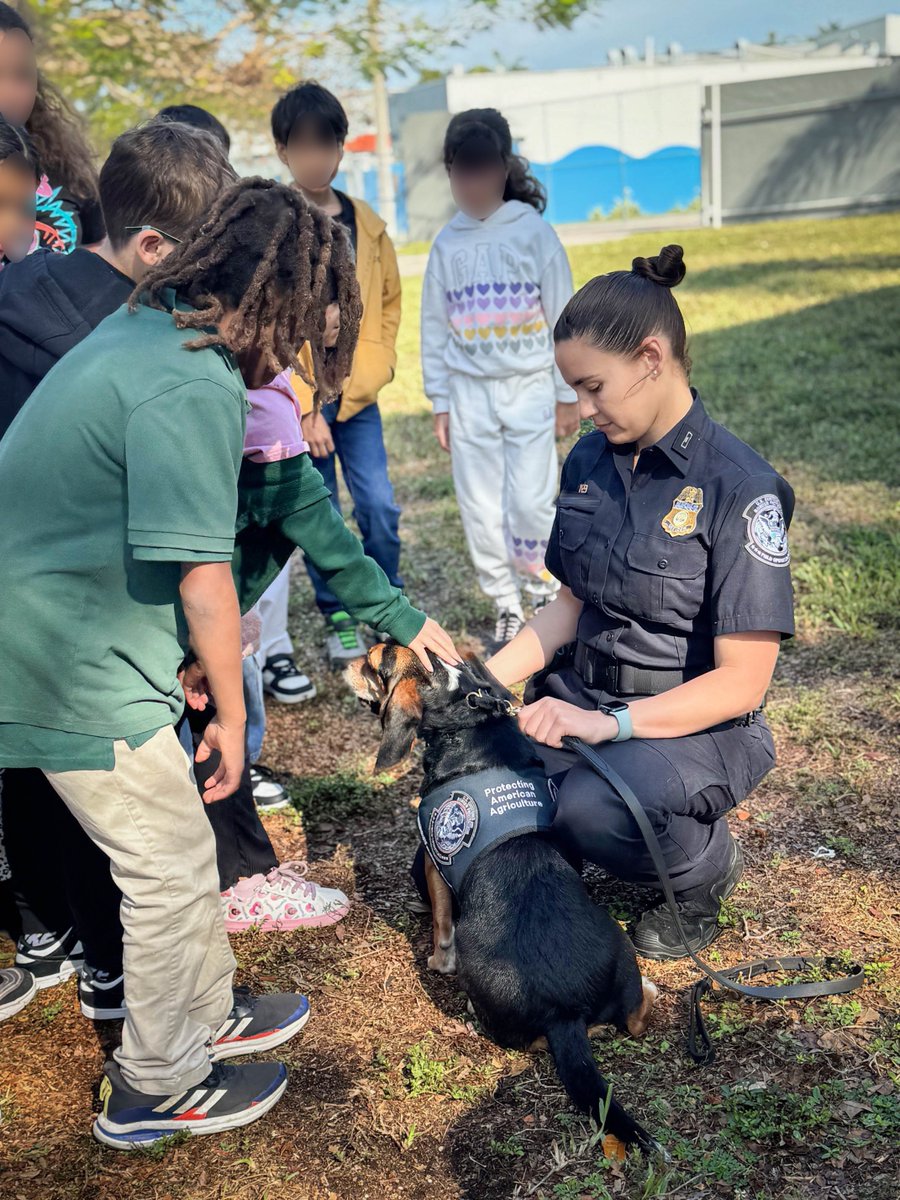 CBPPortDirMIA's tweet photo. CBP officers from Miami International Airport visited Marjorie Stoneman Douglas Elementary for Career Day, showcasing the specialized equipment and skills used to protect our nation’s borders. Thank you to the students and staff for your warm welcome and engagement! https://t.co/eo9VR5ZLhe