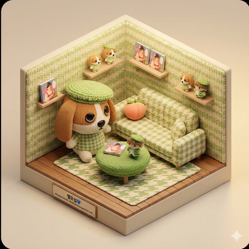 물결님이 해주셨어용 짱 귀여운 꾸니창섭 초록체크다😍💚