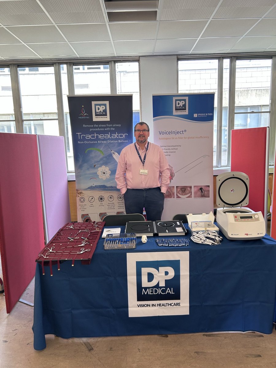 DpMedical's tweet photo. If you're at the #Laryngology course in #Southampton today or tomorrow, do say hello to our national theatre &amp; imaging manager, Ryan Owens. He's showcasing our products including #Tropocells with #PRP, #Spiggle&amp;Theis #Voiceinject, #Disa with #Trachealator &amp; #APrevent with #VOIS https://t.co/PwiFHCoXmq