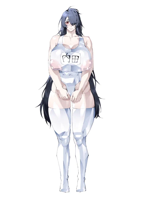 怪異ゲーの立ち絵アップ コイツは八尺様…だけど服が買えなくてスク水しか着れない可哀想な娘 金をせびってくる卑しい奴だ