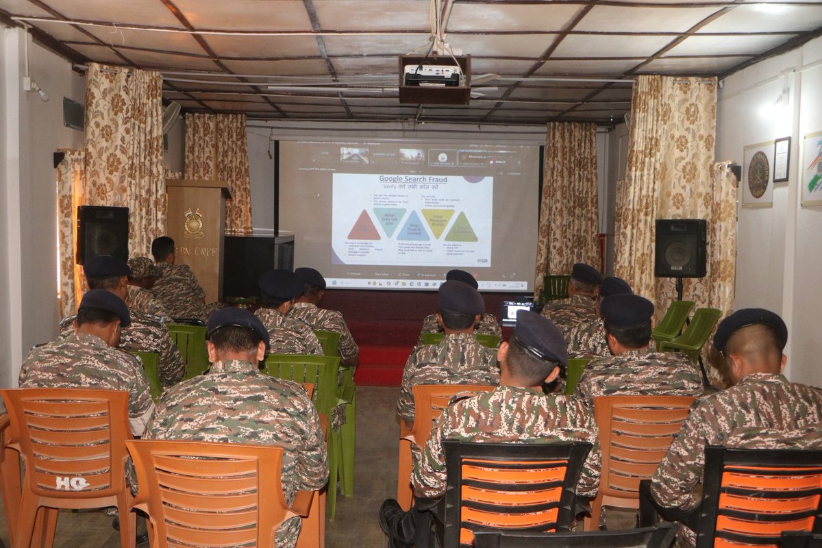 Today Cyber fraud Awareness Video Conference by Adm Dte., focusing on identifying phishing and social engineering, was attended by Officers and Jawans of 78 Bn CRPF.
<a href="/crpfindia/">🇮🇳CRPF🇮🇳</a> 
<a href="/PMOIndia/">PMO India</a>
<a href="/HMOIndia/">गृहमंत्री कार्यालय, HMO India</a> 
<a href="/northeast_zone/">North East Zone Hqrs</a> 
<a href="/mnp_2018/">M&N Sector CRPF</a> 
<a href="/NesHqr/">North Eastern Sector, CRPF</a>
<a href="/dig_kma/">DIG OPS KMA CRPF</a> 
<a href="/rangesilchar_05/">RANGE SILCHAR CRPF</a>