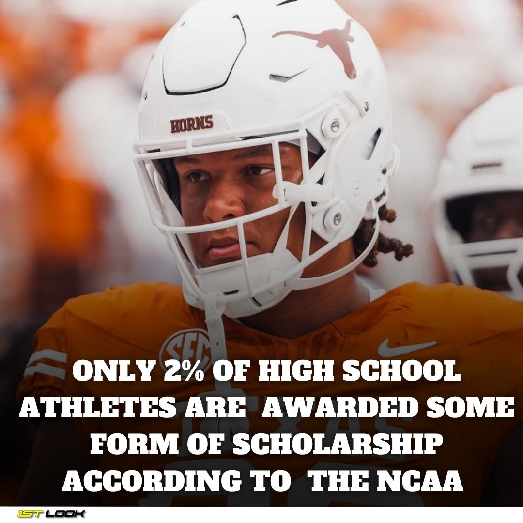 1stlook_sports's tweet photo. The percentage in the graphic includes all sports.  The numbers are still similar for American football. Each year, there are over 1 million athletes aged 15-18 around the 🌍 that play American Football.  7% of those athletes go on to play college football. #beattheodds https://t.co/hX9FAEzPbb