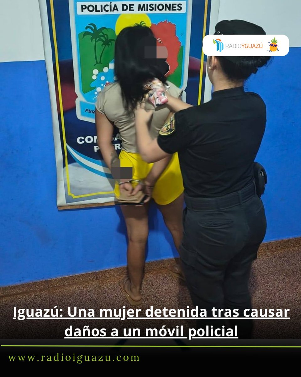 Efectivos de la Comisaría Sexcional 4ta, detuvieron en la madrugada de este viernes a una mujer que protagonizó un violento episodio agredió físicamente al personal 
radioiguazu.com
whatsapp 3757525155