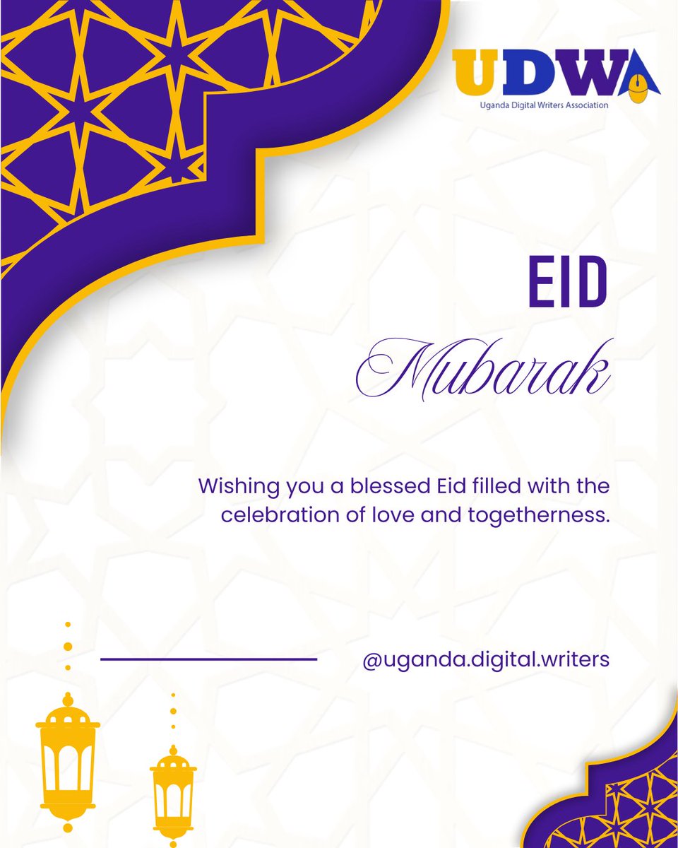 UDWA_'s tweet photo. May your heart be filled with peace and your home with the light of Allah’s blessings. Wishing you and your loved ones a beautiful Eid overflowing with joy and gratitude.
Eid Mubarak! 🌙✨

#EidMubarak #UDWA #DigitalWriters #Eid2026 #AfricanWriters https://t.co/tNU4D3Yqyz
