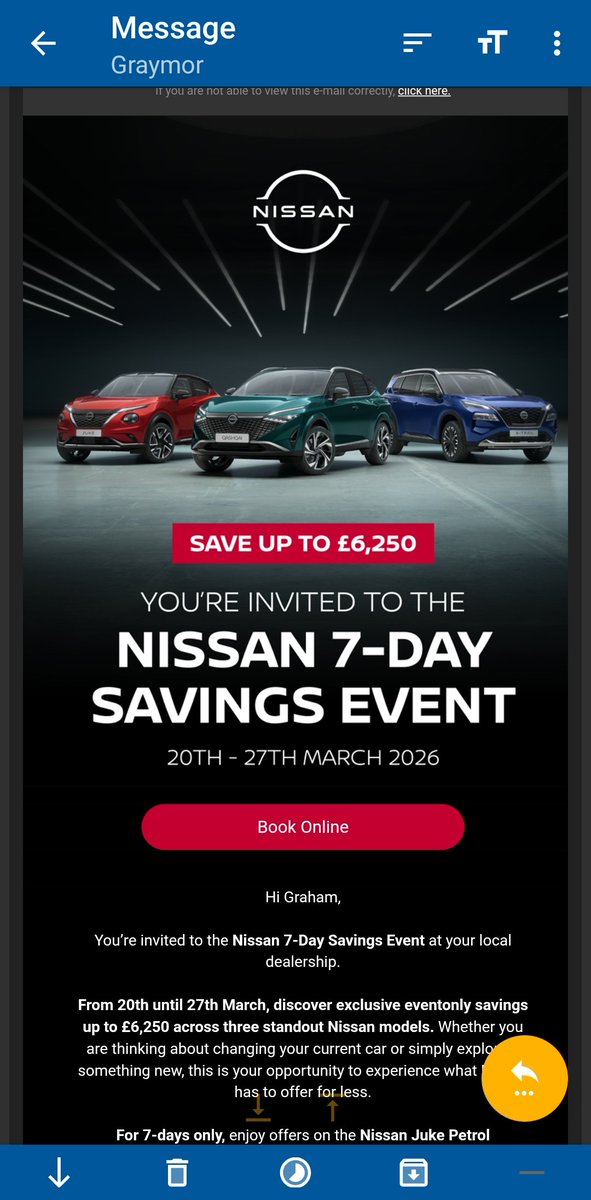 Halfords7's tweet photo. Great email thanks @NissanUK my 9 month old juke still in garage still waiting a part! Now month 3! https://t.co/LLJztqPgHt