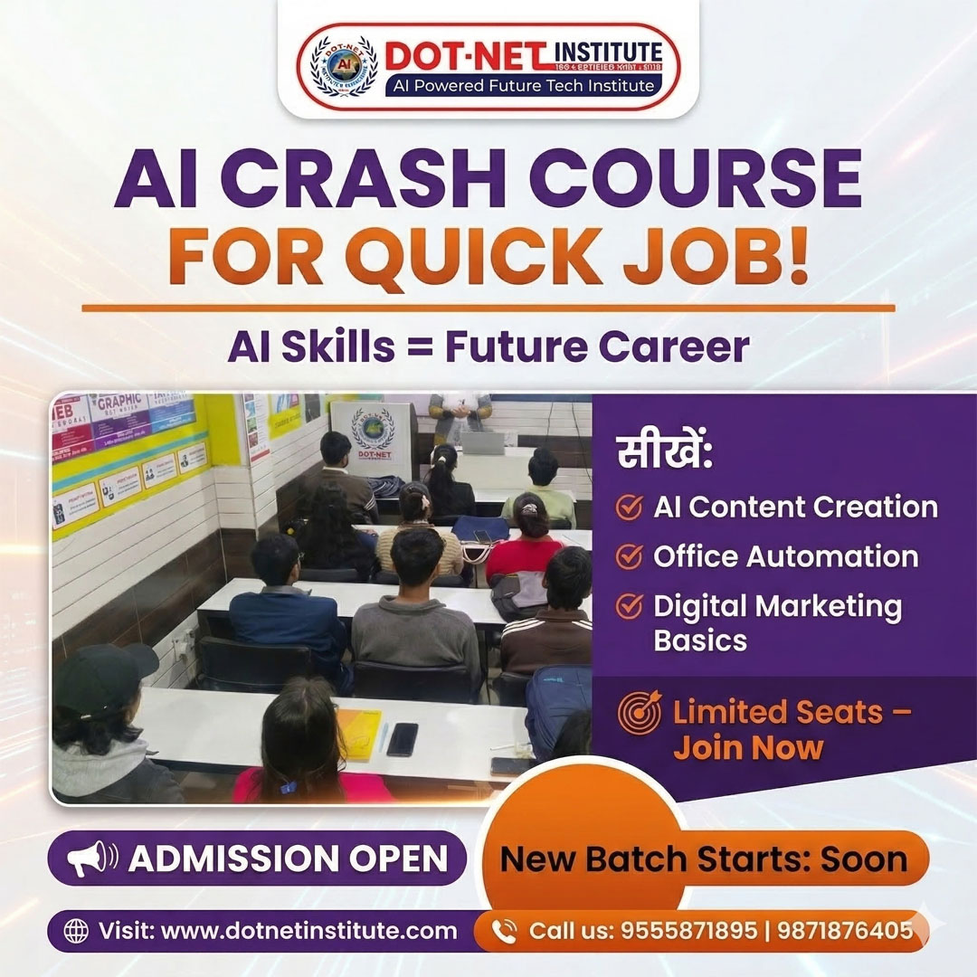 dotnetinstitute's tweet image. 💻क्या आप quick job पाना चाहते हैं? 🤔
🎓DOT-NET Institute में AI Crash Course करें और
🦾3 महीने में AI Office Executive/Content Creator
🔗Register Now :app.dotnetinstitute.com/wlp/2...
📞 Call Now: 9555871895 | 9871876405
#SkillUp
#AIeducation
#JobReady