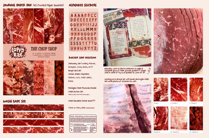 working on a full collection of Meat Stationery because the journal space needs to be WEIRDER 🥩 