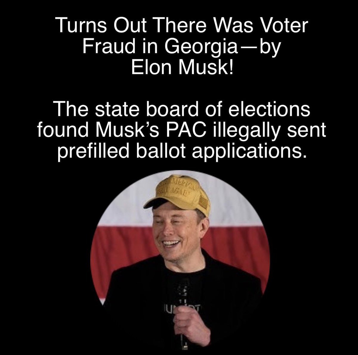 Kate9675's tweet photo. @mjfree @ribeyes4dinner @SenSanders Elon Musk is one of those committing voter fraud. 

Elon Musk needs Republicans to stay in power so he doesn’t go to prison and/or get kicked out of the United States. https://t.co/CKWgUaQQKD