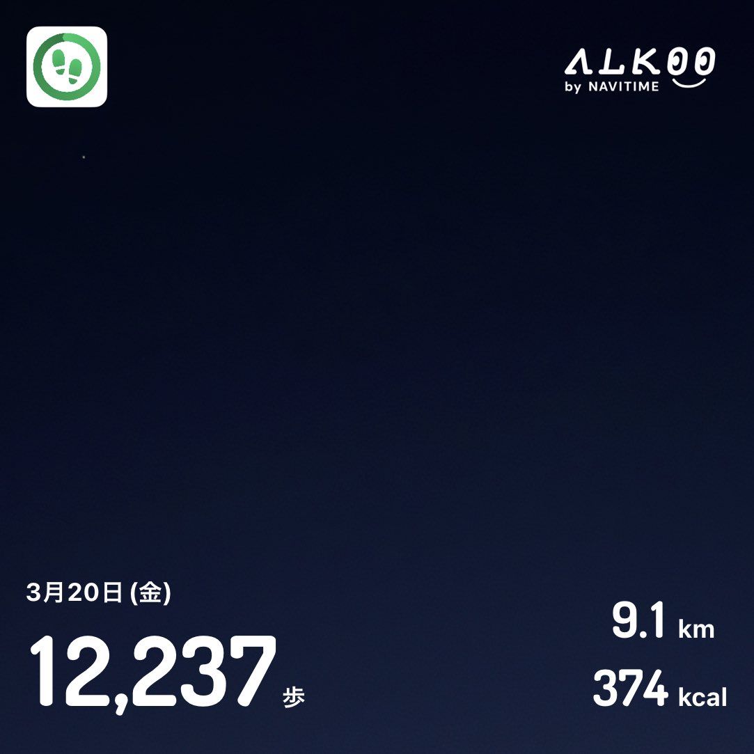 _______iyada's tweet image. 今日は12,237歩歩きました❗️🚶 #ALKOO
static.cld.navitime.jp/walkingapp-sto… #ALKOOで歩こう