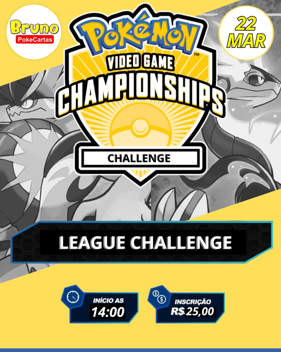 vgcrio's tweet photo. 📣 VGC no Bruno Pokecartas – Carioca Shopping!

🎮 Início: 22/03 às 14h
🕒 Check-in: 13:30
📋 Regulation F

⚔️ Valor – R$25

Chega cedo, prepara o time e vem garantir seus pontos de fim de Reg! #VGCRJ #VGC #PokemonVGC #Pokemon https://t.co/X0YwDGs9QT
